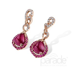 Pear-Shaped Ruby & Diamond Earrings