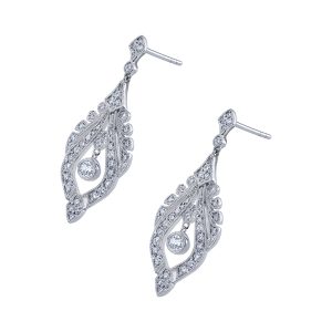 Diamond Milgrain Dangle Earrings