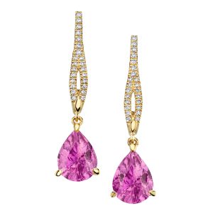 Pink Sapphire & Diamond Dangle Earrings