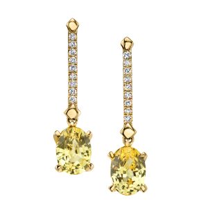 Yellow Sapphire & Diamond Dangle Earrings
