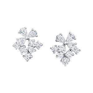 Pear-Shaped & Round Diamond Earrings