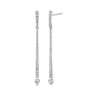 Round Diamond Bar Dangle Earrings