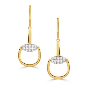E9748TT-18K YELLOW GOLD DIAMOND HORSE BIT EARRING