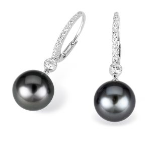 Peacock Pearl Dangle Hoop Earrings