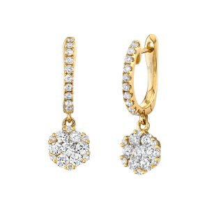 Diamond Cluster Hoop Earrings