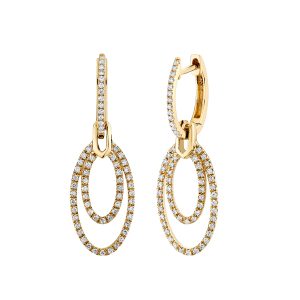 Oval Diamond Drop Earrings