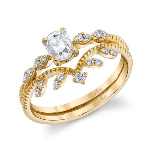 Rose-Cut Diamond Curved Wedding Band