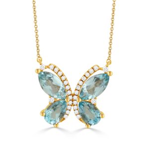 N12071BT-Y-18K YELLOW GOLD DIAMOND NECKLACE WITH SKY BLUE TOPAZ