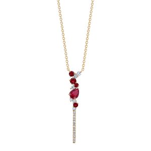 Ruby & Diamond Bar Necklace