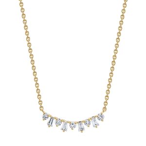 Round & Baguette Diamond Necklace