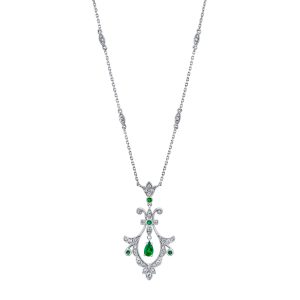 Emerald & Diamond Art Deco Necklace