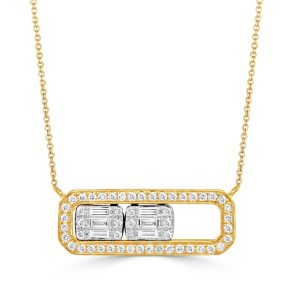 N9526TT-18K WHITE AND YELLOW GOLD SLIDING DIAMOND NECKLACE