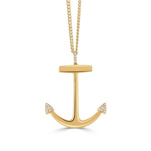 P10074-18K YELLOW GOLD DIAMOND ANCHOR PENDANT