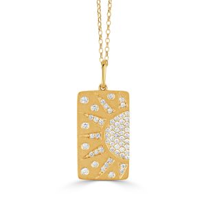 P10553-18K YELLOW GOLD DIAMOND MEDALLION PENDANT IN SATIN FINISH