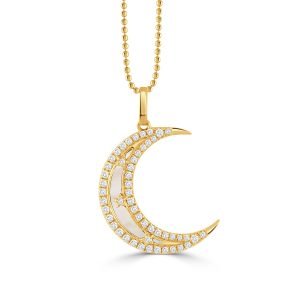P10881WMP-18K YELLOW GOLD DIAMOND PENDANT WITH WHITE MOTHER OF PEARL