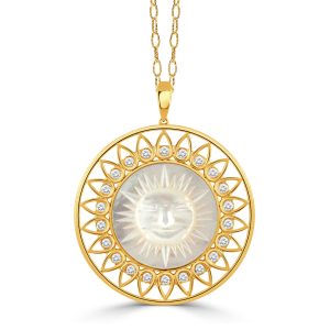 P11005WMP-18K YELLOW GOLD DIAMOND PENDANT WITH WHITE MOTHER OF PEARL