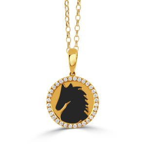 P11070BO-18K YELLOW GOLD DIAMOND MEDALLION WITH BLACK ONYX