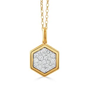 P11790TT-18K WHITE AND YELLOW GOLD DIAMOND PENDANT