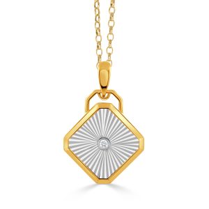 P12153TT-18K WHITE AND YELLOW GOLD DIAMOND PENDANT