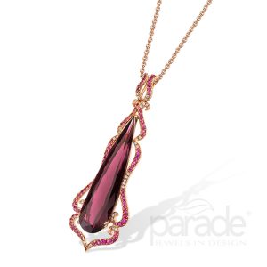 17.49 Carat Rubellite Tourmaline, Pink Sapphire & Diamond Pendant