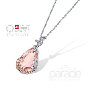 24.88 Carat Pear-Shaped Morganite & Diamond Pendant