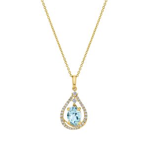 Aquamarine Halo Pendant