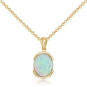 14K Yellow Gold Australian Opal Pendant