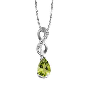 14K White Gold Peridot/Diamond Pendant