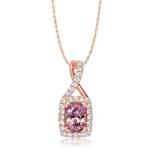 14K Rose Gold Lotus Garnet/Diamond Pendant