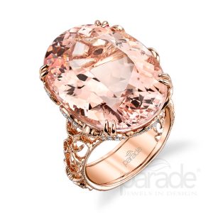 Oval Morganite & Diamond Filigree Ring