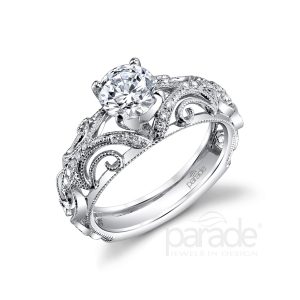 Round Diamond Milgrain Engagement Ring