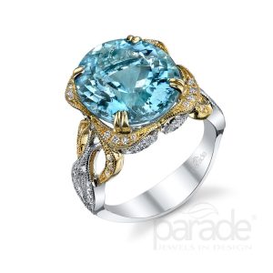 7.6 Carat Aquamarine & Diamond Engagement Ring