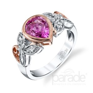 1.51 Carat Pink Sapphire & Diamond Engagement Ring