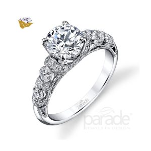 Round Diamond Milgrain Engagement Ring