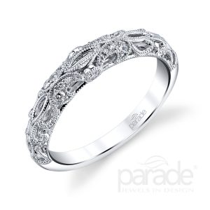 Marquise Diamond Milgrain Wedding Band