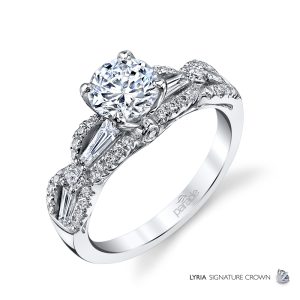 Baguette Diamond Scalloped Engagement Ring