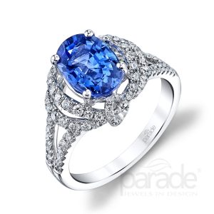 Oval Sapphire & Diamond Halo Engagement Ring