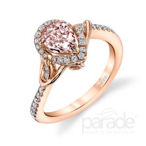 Pear-Shaped Fancy Pink Diamond Halo Engagement Ring