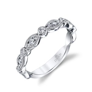 Marquise Diamond Milgrain Wedding Band