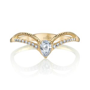 Pear-Shaped Diamond Milgrain Engagement Ring
