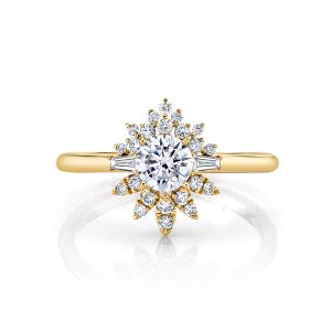 Round & Baguette Diamond Engagement Ring