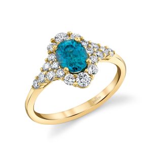 Blue Zircon Engagement Ring